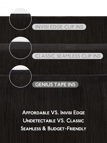 Image of WENNALIFE Genius Seamless Clip in Hair Extensions Real Human 18 inch 120g 7 Pcs Natural Black Hair Extensions Clip Ins Luxury Remy De Cabello Humano Straight Invisible Fuller Reusable