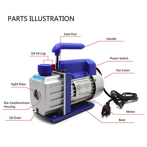 HTTMT - Kit de Cámara de Vacío de 3 Galones con Bomba de 3 CFM y Etapa Única 1/4HP miniatura 4