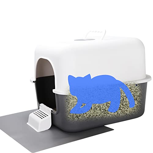 Sfozstra Cat Litter Box With Pedal, Fully Enclosed Leak-Proof Urine Litter Box, High Edge And Odorless Cat Litter Box, Easy To Carry And Clean (Grey With Handle, L) #TOP5