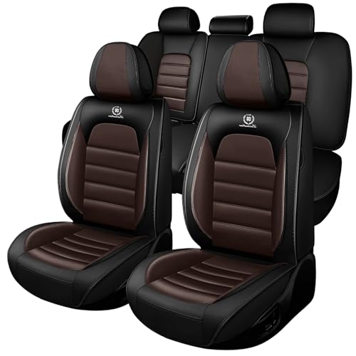 Megaseat Full Set for Ford Bronco Seat Covers 2021-2026, Waterproof Nappa Leather Car Seat Protector, Anti-Slip & Comfortable Car seat Cover(Standard 5 Seats Black&Coffee)