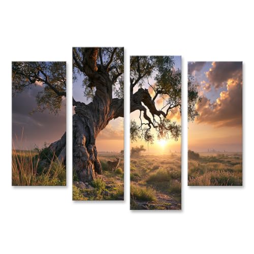 Impression sur toile Arbre majestueux dorée salon 4 pièces islandburner
