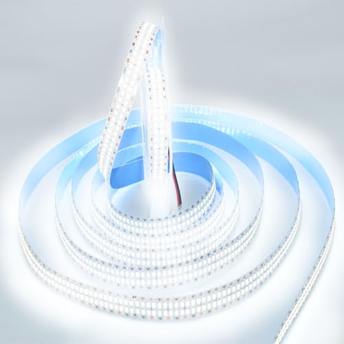 Image of SUYOOULIN LED Strip Lights, 16.4ft Dimmable DC 12V SMD 2835 Double Rows 2400 LEDs 52000LM Super Bright LED Ribbon Strip, Non-Waterproof IP21 for Home Party Decoration(Daylight White 6500K)