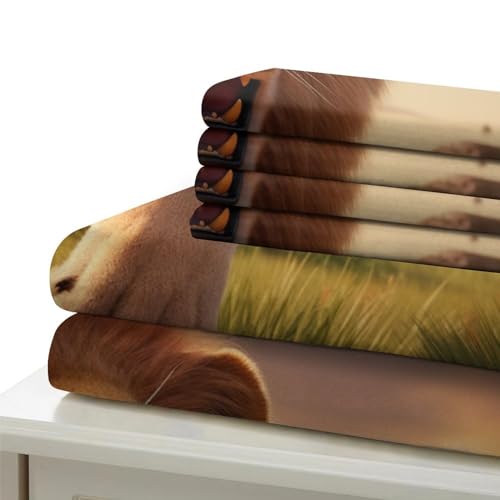 Housse de couette lion 260x220 parure lit microfibre chambre ado et enfant - 6