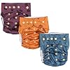 Baby Cloth Diapers - 3pcs/Set Reusable Washable Baby Cloth Diapers, Adjustable for Baby with 6 Inserts Adjustable Size W Style 3