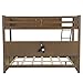 Bellemave Twin XL Over Queen Bunk Bed for Kids/Adults,Bunk Beds with Charging Station and Bookcase,Solid Wood Bunk Beds Twin XL Over Queen for Girls,Boys,Antique Wood
