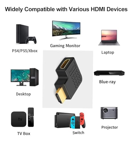 Prolet Right Angle 4K HDMI Extender Adapter Male to HDMI Female L Shape 6 41r5d4y5n5L