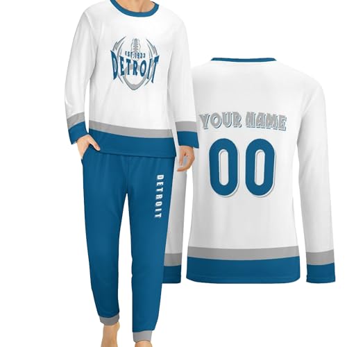 Custom Men's Pajamas 2 Piece Set Customized Any Name Number Long Sleeve Sleepwear Nightwear Gift for Dad Husband