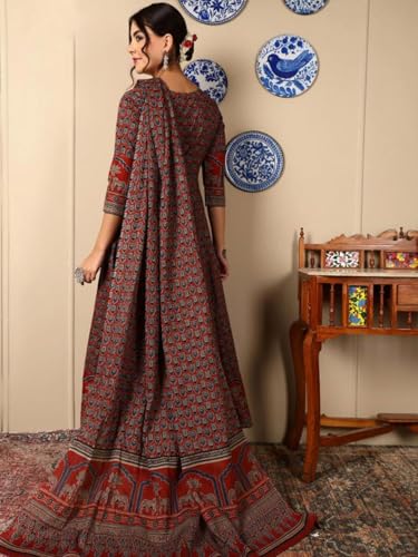 Image of ANNI Designer Women's Rayon Viscose A-Line Printed Kurta with Pant and Dupatta