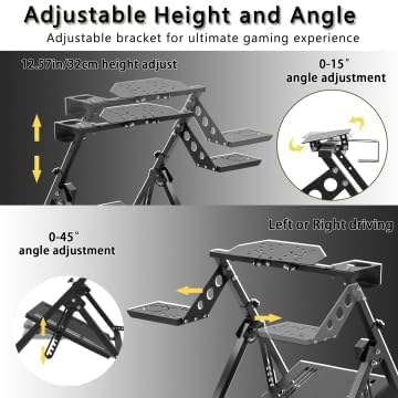 Adjustable height and angle features of the racing wheel stand