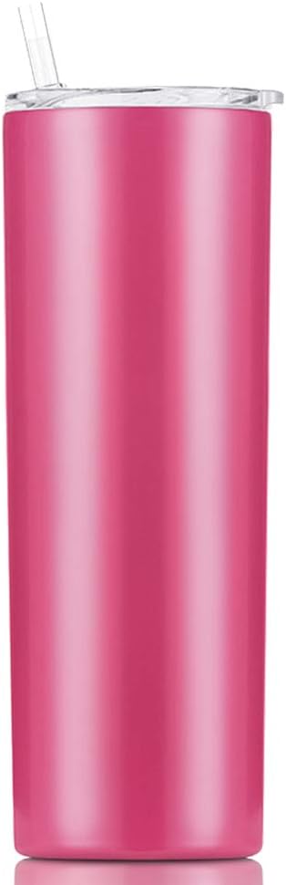 Gteller Double Wall 18/8 Stainless Steel Vacuum Slim Skinny Tumbler with Straw and lid