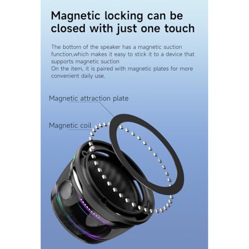 Image of G200 Magnetic Bluetooth Speaker,Multifunctional Portable Mini Speaker with Multi RGB Color Light Show-3D Surround Sound Effect,Christmas Birthday Gifts (Black)