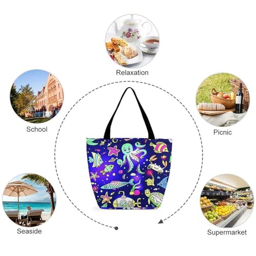 Sac à main pieuvre et étoile de mer grand format pour ne plus manquer de place