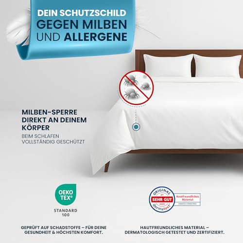 Glückstoff® Milbenbezug Bettdecke 135x200 [Zertifiziert IN Deutschland] - Allergie Bettwäsche Anti Milben - Allergiker-Bettwäsche - Anti Milben Bettbezug Encasing Deckenbezug - Milbenschutzbezug
