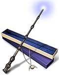 Light Up Wizard Wand, Magic Witches Staff Wand for Cosplay, Illuminating Toy, Witchcraft Cosplay Accessories with Necklace for Halloween Birthday Party Gift (Righteous)