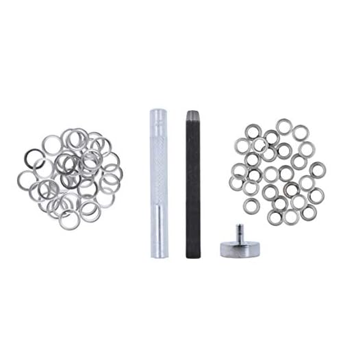 Mandala Crafts Silver Tone Metal Grommets Set, 100 Sets 3/16 Inch Metal Eyelets and Grommets Tool Set for Fabric, Leather, Rivets, Tarps, Clothing, Boots, and Sewing