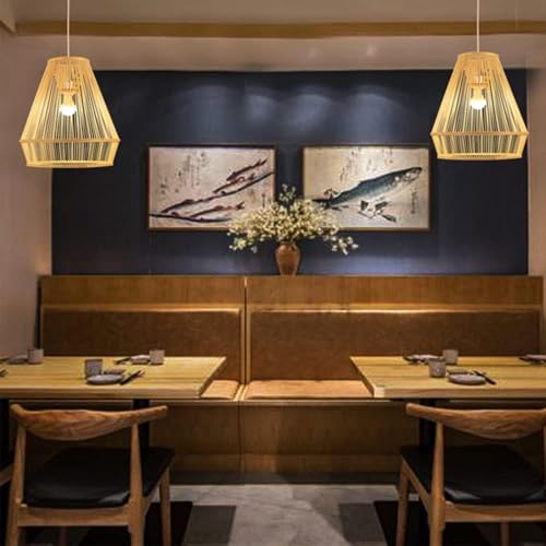 Chandelier en osier et suspension en rotan naturel GWJKG pour éclairage de plafond bohème - 7