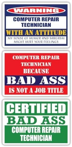 (x3) Certified Bad Ass Computer Repair Technician with an Attitude Magnets | Funny Occupation Job Career Gift Idea | Magents Perfect for Cars, Trucks, Toolboxes, Lockers, Fridges image 5