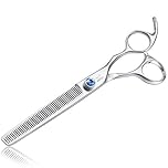 JASON 7" 50 Teeth Thinning Dog Grooming Scissor Ergonomic Pet Grooming Thinning Shears Blender Dog Cat Trimming Texturizing Kit 30% Thinning Rate