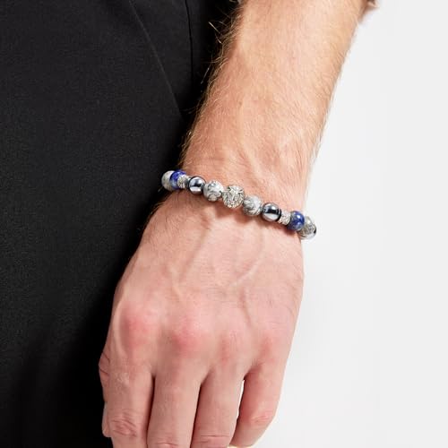 Pulsera para hombre con cabeza de león y piedras naturales miniatura 5
