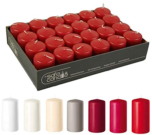 Bougie pilier rouge carmin lot de 24 de 7x5cm pour éviter les coulures