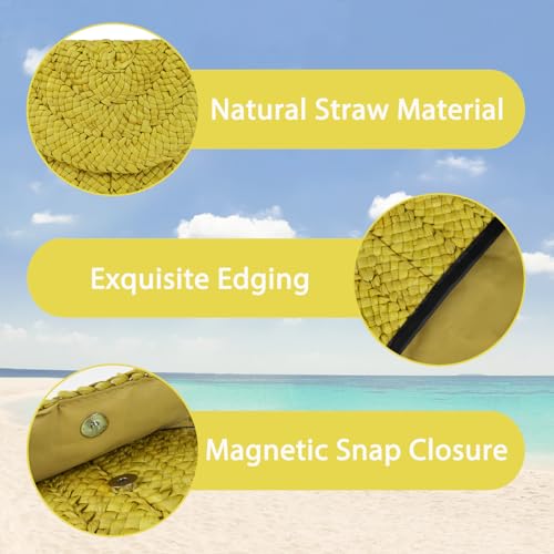 Image of Straw Clutch Bag for Women Envelope Woven Clutch Handbag Summer Beach Purse