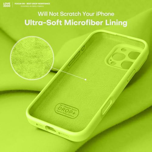 Image of LOVE 3000 Designed for iPhone 16 Pro Max Case, Premium Silicone with [Soft Anti-Scratch Microfiber Lining] Shockproof Protective Phone Case for Holsters 6.9 inch, Fluorescent Green
