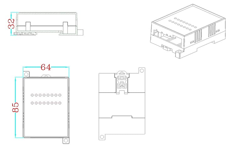Dimensional drawing of CWT-MB307B module