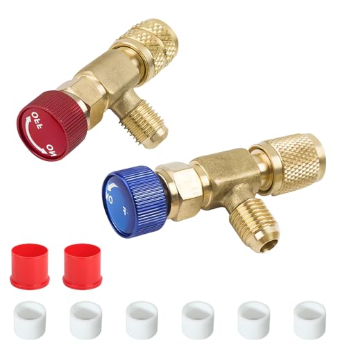 2 Stück Füllung Kühlmittel Sicherheitsventil set, 1/4 zoll x 1/4 zoll Messing Kältefüller Sicherheitsventil,1/4 zoll x 5/16 zoll...