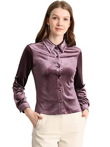 Allegra K Donna Camicia in Velluto Abbottonato a