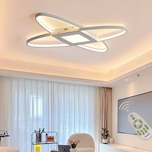 Plafonnier LED dimmable anti éblouissement grand lustre télécommande