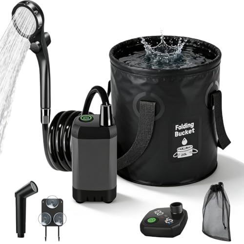 Kit douche de camping 2026 avec seau 5 gallons pour rester frais lors de vos voyages en van