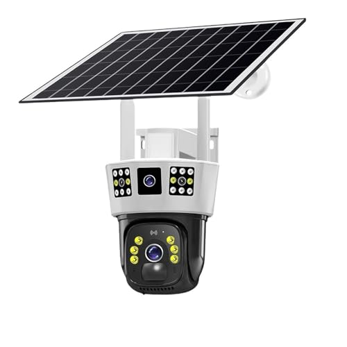 Câmera solar 4G PTZ de lente tripla 12MP 6K | Câmera IP de tela tripla com visão noturna, detecção de movimento e monitoramento remoto(4G version cam,128G TF Card)