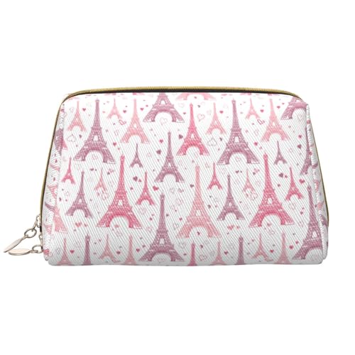 Novastar Grande borsa da viaggio per trucchi - rosa Torri Eiffel in pelle PVC borsa cosmetica da donna con cerniera, borsa portatile per il trucco borsa per la cura della pelle borsa da toilette da