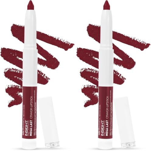 Image of INSIGHT Mega Last Crayon Lipstick | Matte Finish | Non-Transferable formula | Intense Color Pay off | 2in1 Formula |Water-Resistant | Built Sharpener-Shade 12 (Pack of 2)