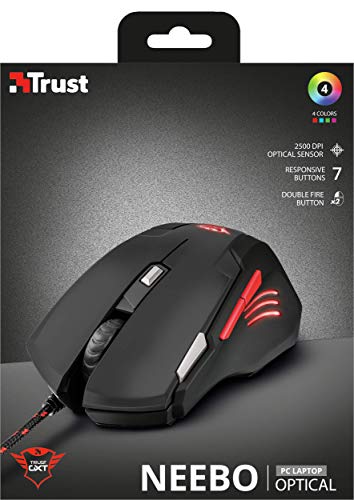 Trust GXT 111 Mouse da Gioco, 2.500 DPI, 7 Tasti e Pulsante di Doppio