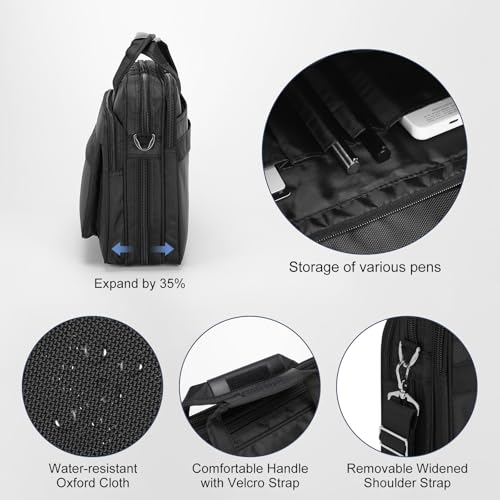 uxcell 15.6 Inches Laptop Bag Case, Water-Resistant Laptop Briefcase, Black4