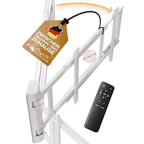 EasyLife Support Mural électrique Pivotant pour TV avec Auto Drive-Out, Ultra Fin 56 mm, Moteur Silencieux, Anti Collision, 32 à 75 