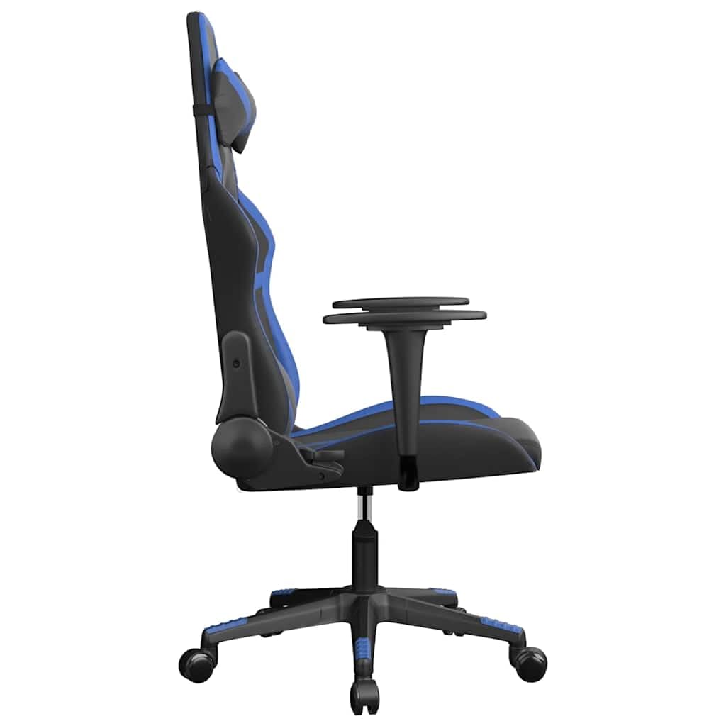 Gaming-Stuhl mit Massagefunktion Schwarz Blau Kunstleder Ergonomisch Wippfunktion Höhenverstellbar Rückenlehne Drehbar mit Armlehnen Für Homeoffice Jugend PC Esport