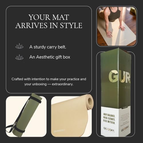Image of 13mm GURKHA NBR Ultra-Cushioned Yoga Mat with Carry Strap for Men & Women | Category-Leading Comfort, Non-Slip Mat for Yoga, Pilates, HIIT & Floor Workouts | Joint-First Comfort Fitness Mat - Raw Earth | 6ft X 2ft
