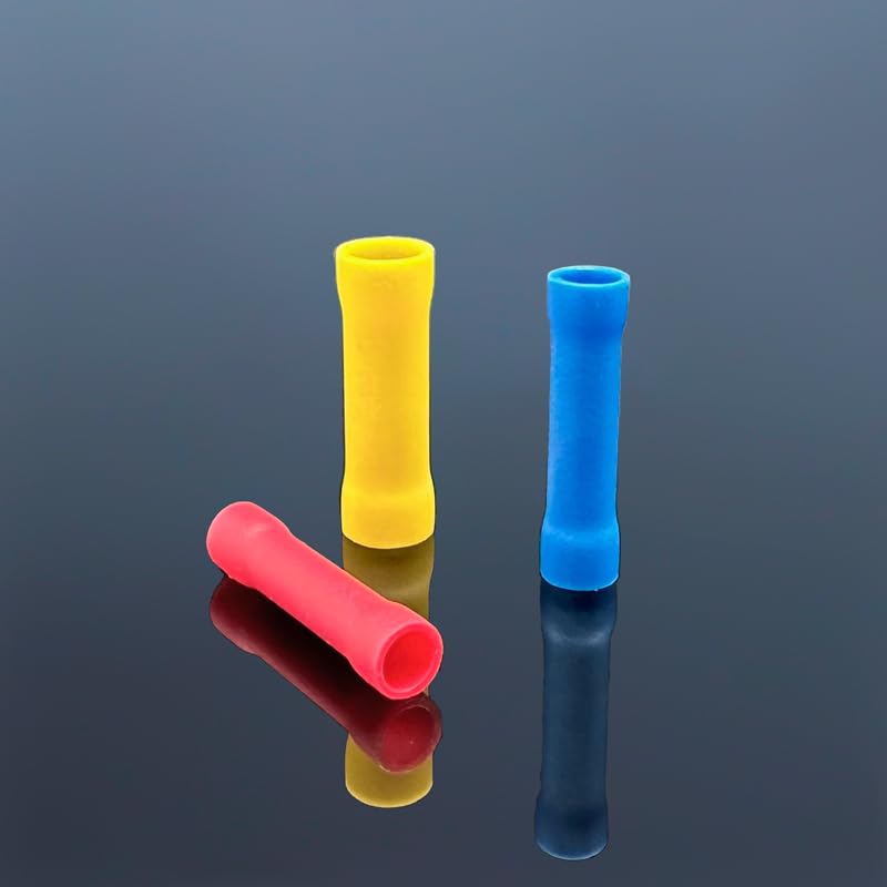 POWTAXBJGD BV1.25/2/5.5 PVC Insulated Pure Copper Butt Splice Connector Electrical Wire Middle Butt Crimping Terminal AWG22-10(20Pcs BV5.5)