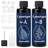 EIGTWEN Cyanotype-Set, 250 ml, enthält 2-Komponenten-Cyanotyp-Lösung, Sensibilisierer-Set für fotografische Blaupausen auf Papier und Stoff, Sonnendruck-Set für Kunst, Handwerk, DIY-Projekte