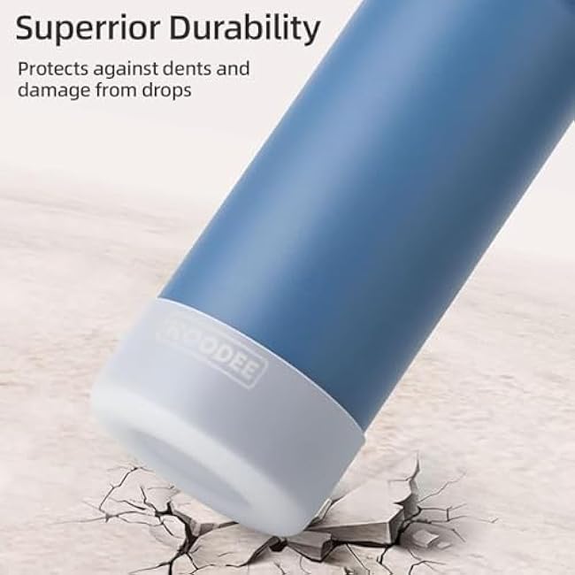 koodee 18 oz Water Bottle with Straw-2 Pack Stainless Steel Double Wall Insulated Water Bottle for School Reusable Water Flask BPA Free (Canyon Red-Royal Blue)