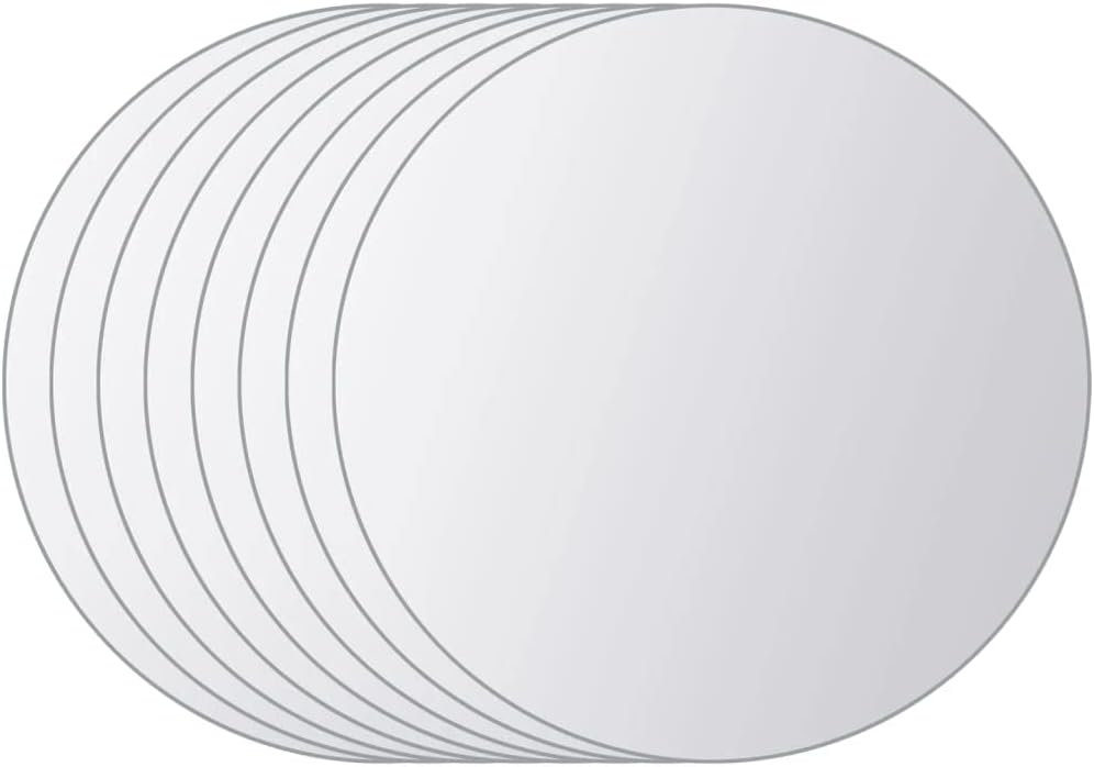 vidaXL Mirror Tiles 8 Pcs, Mirror Sheets, Wall Mirror, Bathroom Mirror for Hallway Living Room Bedroom Dressing Room, Modern, Glass Round