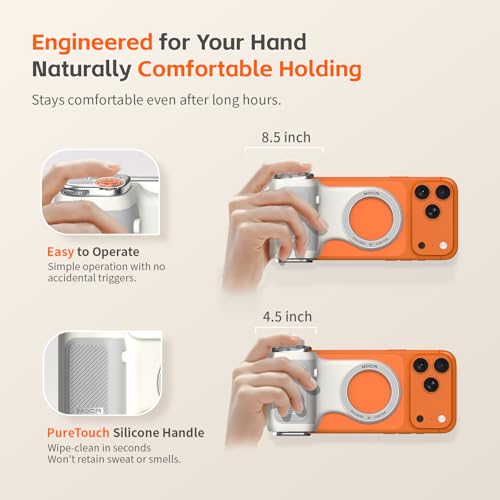 Image of COMITOK MOCA - iPhone Camera Grip - for Native Camera Control with Removable Remote & Built-in Keychain, Magnetic Phone Camera Grip No Need App Support iOS26 /17 /18, Fun Shot Magnetic Grip with 1 /4 Nut