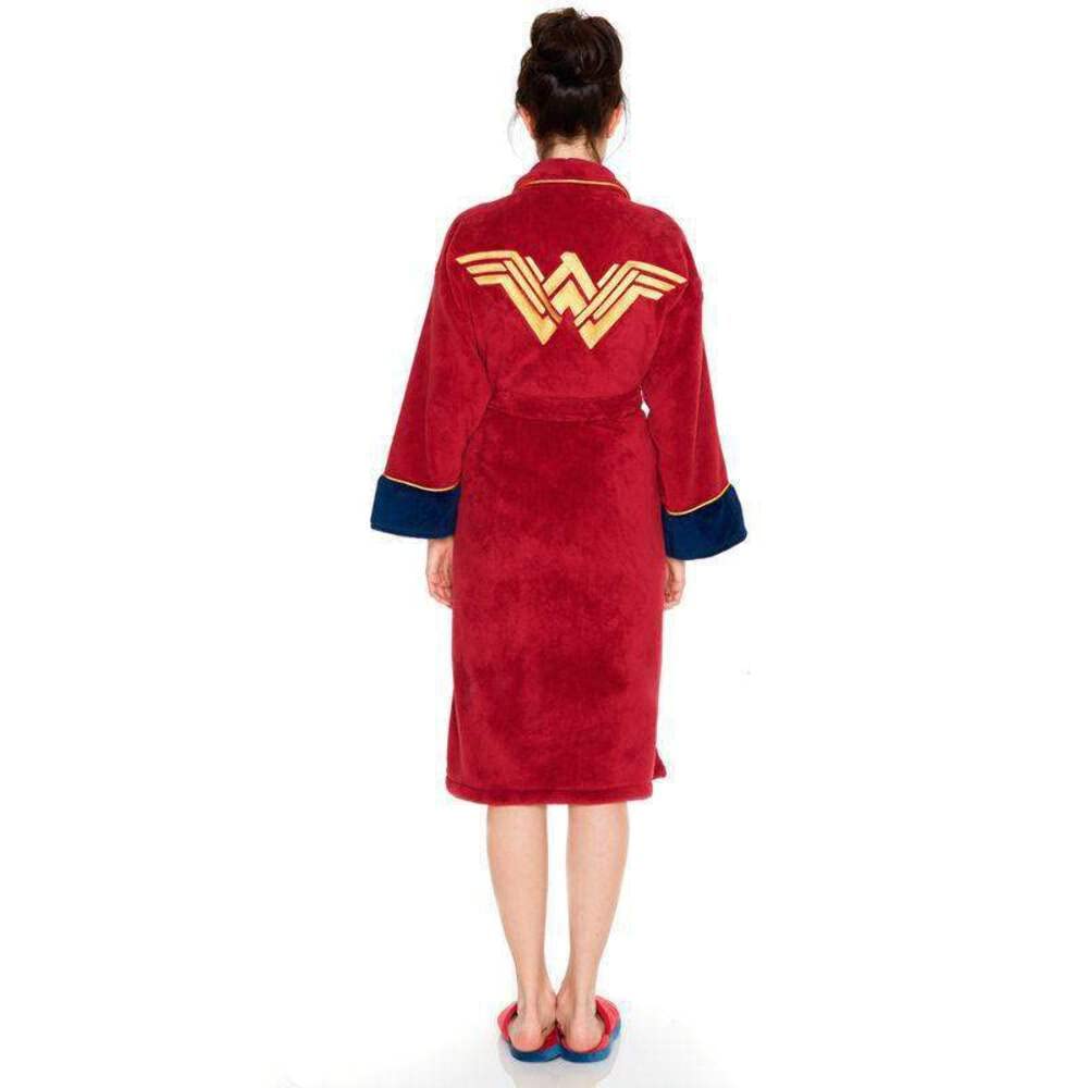 Wonder Woman Bademantel - Logo-Design ohne Kapuze - weiches Fleece mit Gürtel - DC Comics Justice League Geschenke für Damen Frauen Teenager Mädchen