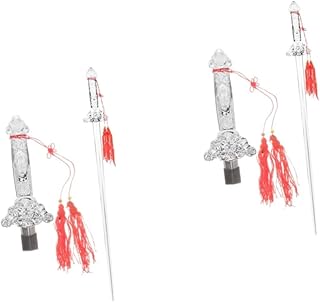 ABOOFAN 2 Pçs Marcial Telescópio Matinal Brinquedo Retrátil Chinês Com Brinquedos Prática Espadas Fu Desempenho Borla Artes Mão Aço Traje Borlas Treinamento Histórico Fitness Tai Taichi