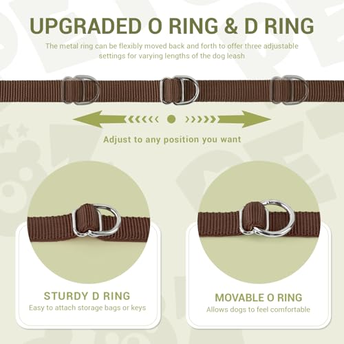 Hundeleine für Kleine & Mittelgroße Hunde bis 30 kg, 3 m Verstellbare Schleppleine Doppelleine, Verdickte Freihandleine Übungsleine Führleine aus Nylon mit 2 Karabiner,Braun