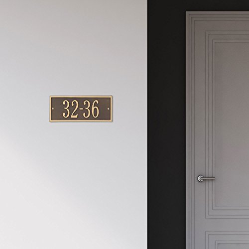 Whitehall Personalized Cast Metal Address Plaque - Small Hartford Custom House Number Sign - 10.5" X 4.25" - Allows Special Characters - Bronze/Gold #TOP5