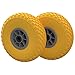 Produktbild TITAPS 2 x PU Rad Ø 260 mm 3.00-4 Nadellager, Ersatzrad, Bollerwagen, Sackkarren, PANNENSICHER, gelb/grau