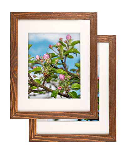 Image of Rustic Wooden Poster Picture Frame 16x24 - Natural Solid Eco Distressed Wood for Wall Mounting Photo Frame - Honey Brown